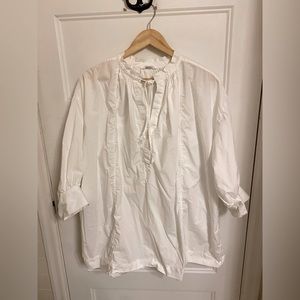 TOAST white cotton tunic with tie neck one size fits all